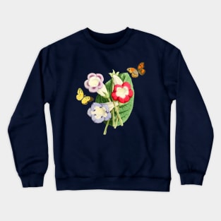 Watercolor flowers and butterflies - vintage snapdragons Crewneck Sweatshirt